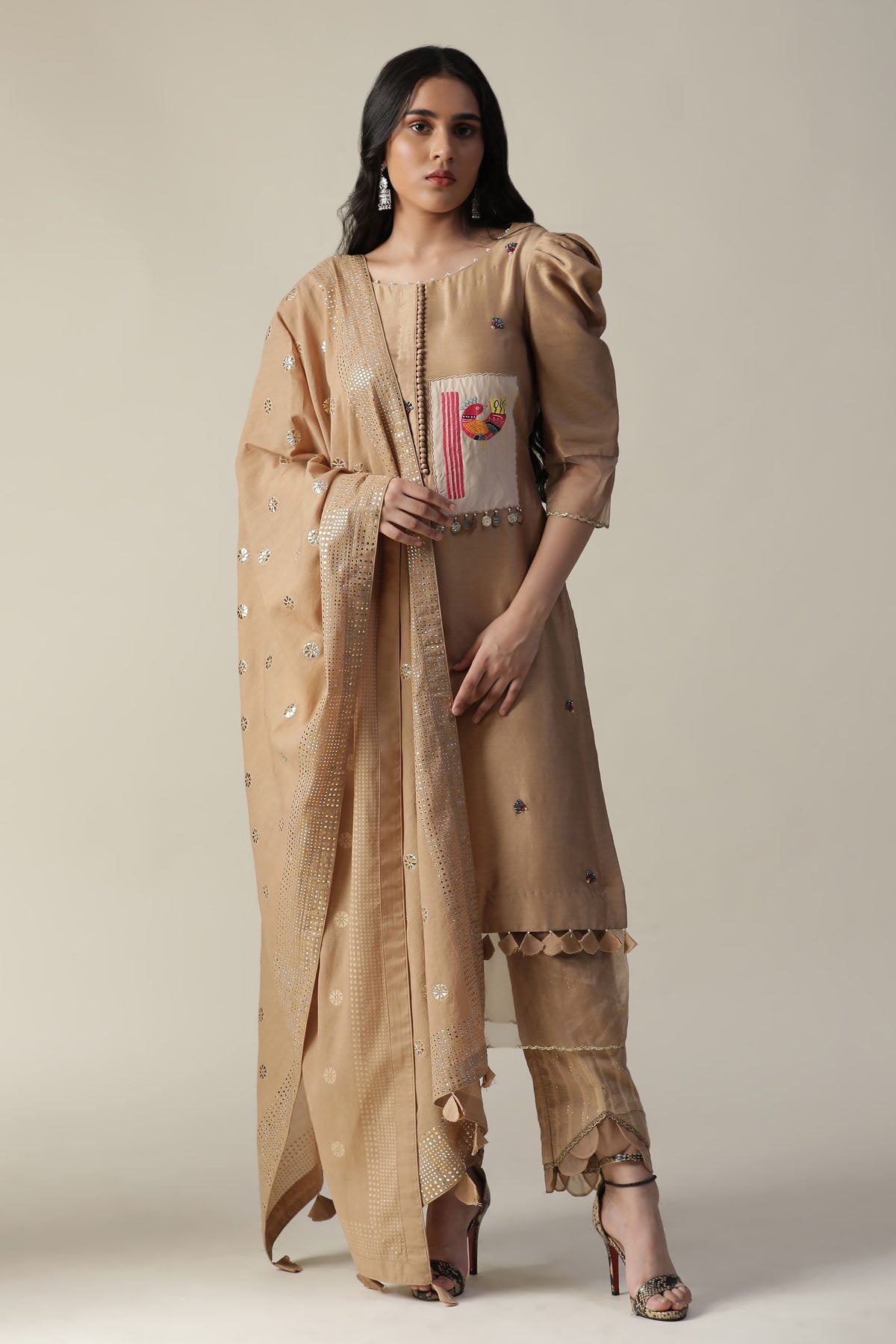 Buy Arpita SulakshanaBeige Chanderi Kurta Set